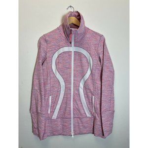 Lululemon Stride Full Zip Striped Jacket in Pink & White size 12